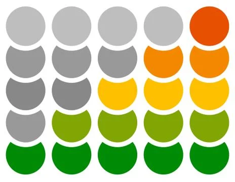Vertical progress, step, phase indicators with 5 steps. Illustrazione stock