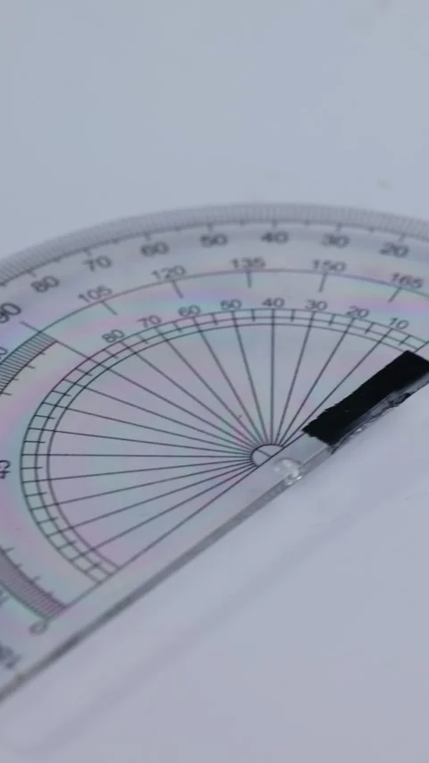 Vertical: Protractor for mathematics. Semicircle measuring tool Video stock 345459640