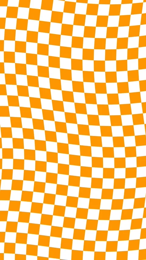 Vertical Psychedelic Orange and White Warped Checkerboard Loop Background Video stock 340451955