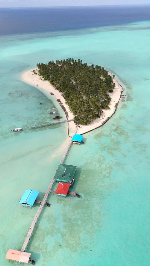 Vertical Pullback Drone Over Onok Island, Balabac Stock Footage 314919996