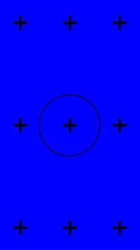 Vertical pure blue 0000FF screen with cross markers and central circle Stock Illustration