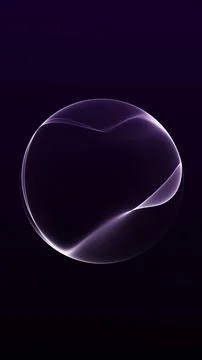 Vertical purple glowing energy sphere with soft wave ribbons and luminous r.. Stock Illustration
