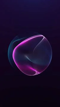 Vertical purple glowing orb on dark background, abstract transparent sphere.. Stock Illustration