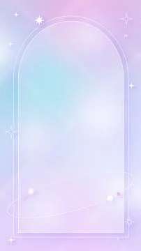 Vertical Purple Gradient Star and Planet Rounded Frame Illustrazione stock