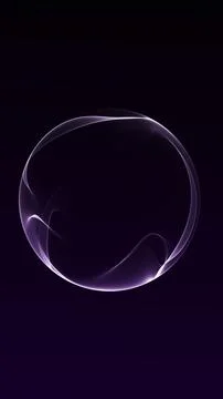 Vertical purple light orb with soft luminous wave ribbons on a dark minimal.. Stock Illustration
