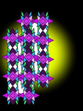 Vertical Purple Ornamental Pattern with Yellow Spotlight Stock Illustration