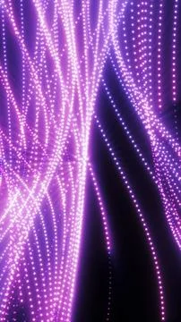 Vertical purple particle streams with glowing dotted light trails, forming .. Stockillustratie