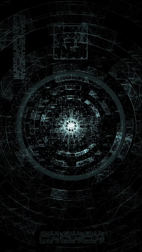 Vertical Quantum Computer HUD with Astrophysics Telemetry and Space Radar Stock Footage 340932093