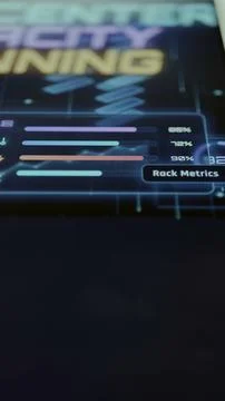 Vertical Rack Metrics panel presents four resource bars with exact Stock Photos