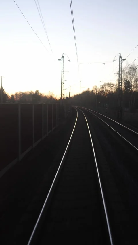 Vertical rails sunrise smooth motion Stock Footage 332620249