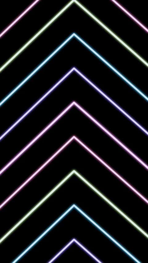 Vertical Rainbow Flowing Neon Play Icon Stock Footage 327843211