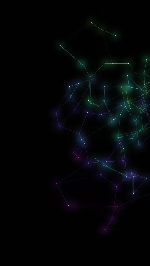 Vertical Rainbow Plexus Network Animation with Flowing Connected Dots and Lines Stock Footage 345317217