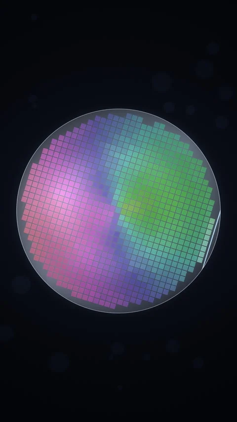Vertical Rainbow Silicon Wafer With Scan Beam Stock Footage 346959826