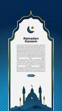 Vertical ramadan banner template with mosque , blue gradient background and.. Stock Illustration