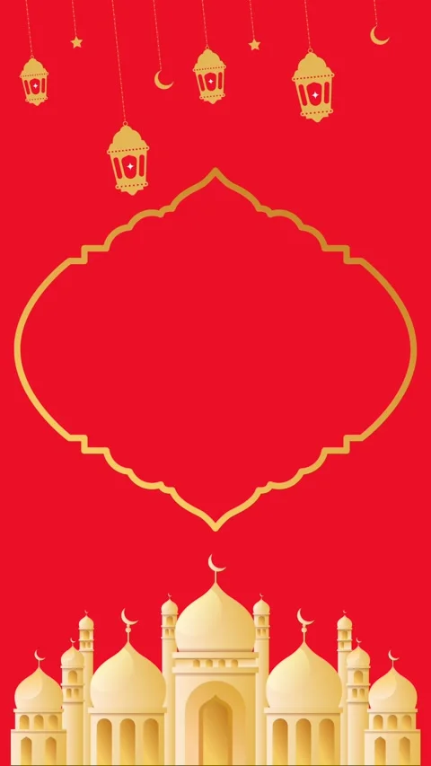 Vertical Ramadan Kareem video, lantern moon mosque symbol, animated graphics Stock Footage 299259357