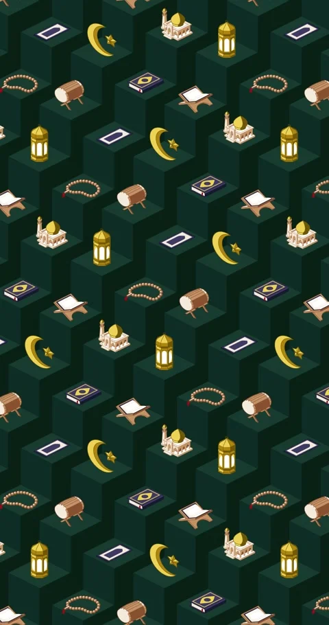 Vertical ramadan themed dark green geometric background animation Stock Footage 327246794