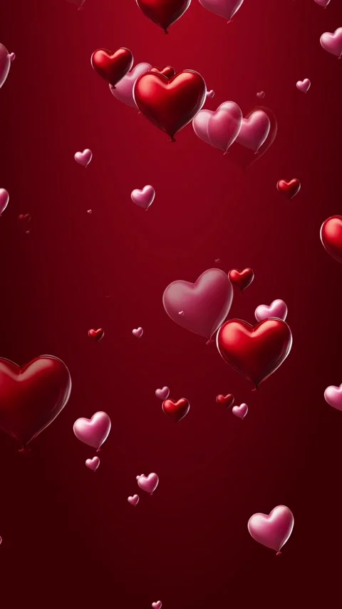 Vertical Random Floating Heart Balloons Animation Background 動画素材 300552066