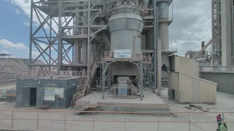 Vertical Raw Mill VRM 1 at Cement Plant 4K Tilt-Up Shot Stock Footage 331683129