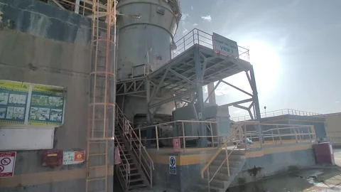 Vertical Raw Mill (VRM 2) Exterior View in Modern Cement Factory 4K 動画素材 333343681