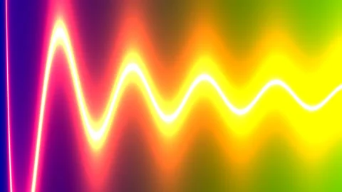 Vertical Rays of Light Combining to Form Single Hot Warm Rainbow Sine Wave Stock Footage 139737338