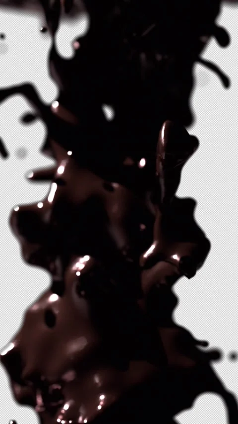 Vertical Realistic 3D Chocolate Liquid Splash 4K Loop Alpha Stock-Footage 342367388