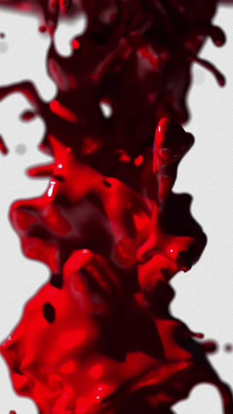 Vertical Realistic 3D Dark Red Liquid Burst 4K Loop Alpha Stock Footage 342367778