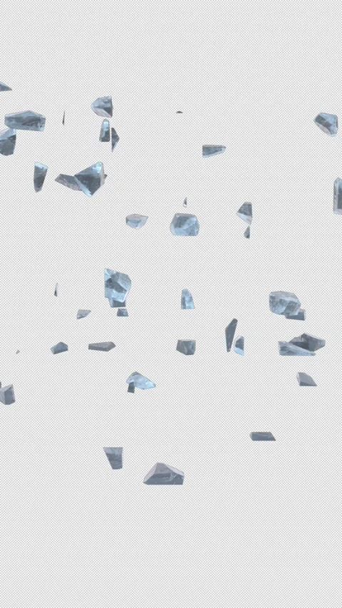 Vertical Realistic 3D Ice Chunks Falling Shatter 4K Loop Stock Footage 342022713