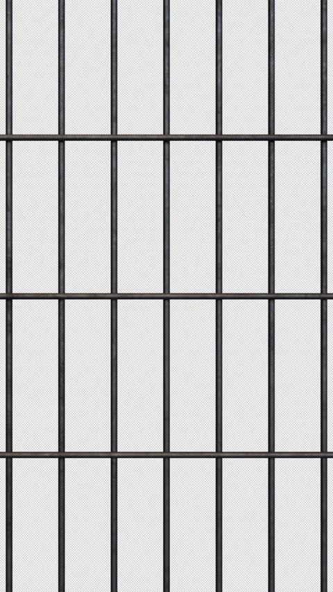Vertical Realistic 3D Metal Jail Bars Closing 4K Loop Alpha 库存影片 343325291
