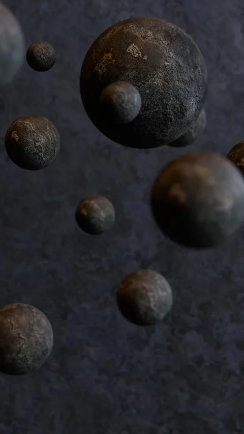 Vertical Realistic 3D Rock Stone Sphere Rotating 4K Loop Stock Footage 340451277