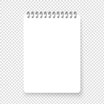 Vertical realistic spiral notepad. Blank notebook. Top view Stock Illustration