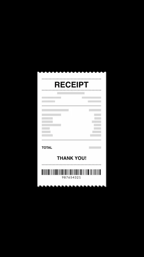 Vertical Receipt Document Animation with Payment and Purchase Information Видео 336672841