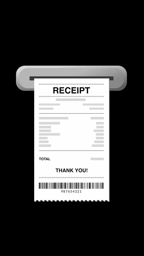 Vertical Receipt Printing Animation from POS Terminal Stock Footage 336672827