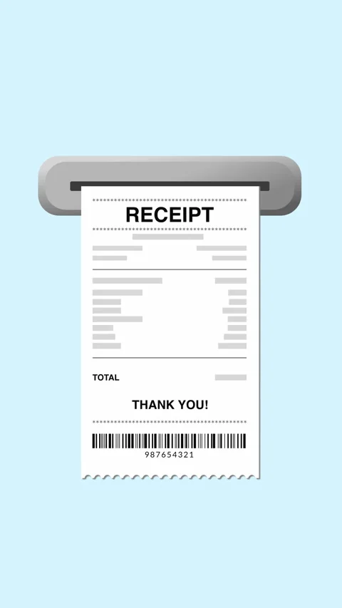 Vertical Receipt Printing Animation from POS Terminal Stock Footage 336672837