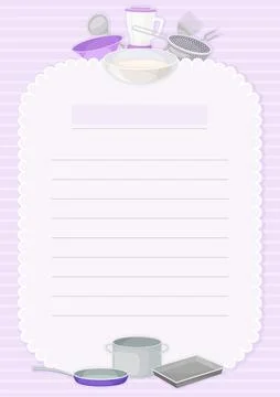 Vertical Recipe Card for Notes Making about Food Preparation Vector Template Stockillustratie