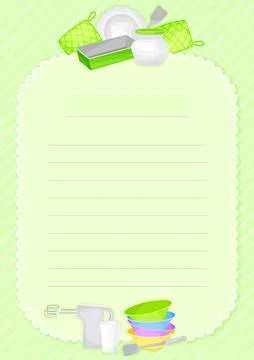 Vertical Recipe Card for Notes Making about Food Preparation Vector Template Illustrazione stock