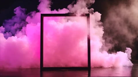 A vertical rectangle, dark frame on a dark background, with dry ice smoke s.. Stock Footage 273954240