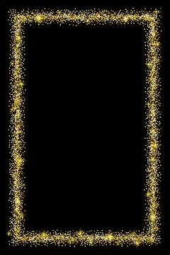 Vertical rectangle glitter gold frame with sparkles 스톡 일러스트
