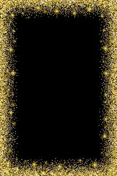 Vertical rectangle glitter gold frame with sparkles Stock Illustration