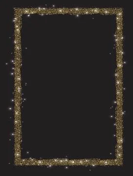Vertical rectangle glitter Golden frame Illustrazione stock