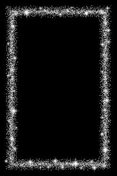 Vertical rectangle glitter silver frame with sparkles Stock Illustration
