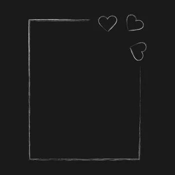 Vertical rectangular chalk drawn frame border with decorative hearts top corner Stock Illustration
