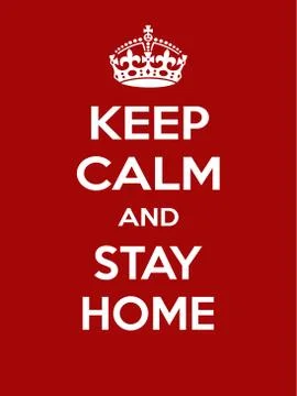 Vertical rectangular red-white motivation STAY HOME coronavirus COVID-19 poster Illustrazione stock