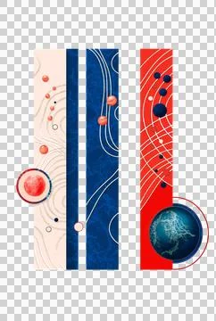 Vertical rectangular shapes with textured lines and round elements. for pri.. 스톡 일러스트