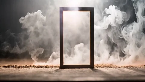 Vertical rectangular standing frame, smoke in the background. Vídeos de archivo 273953243