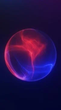 Vertical red and blue halftone data sphere glows on a dark field, built for.. Illustrazione stock