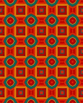 Vertical red and green background with patterned shapes Stock Illustration