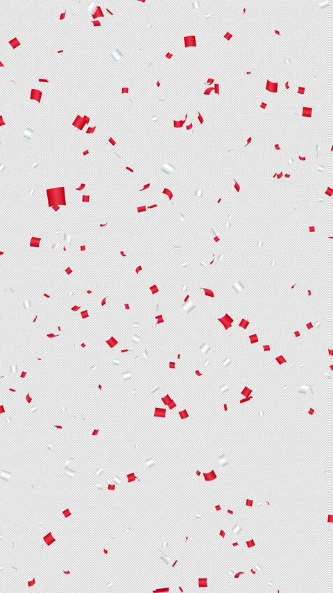 Vertical Red and White Confetti Falling Seamless Loop with Alpha Stock Footage 337755125