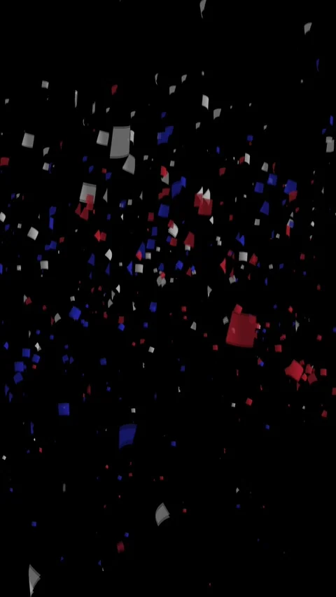 Vertical Red Blue White Confetti Burst Celebration 4K Loop Vidéo 334533572