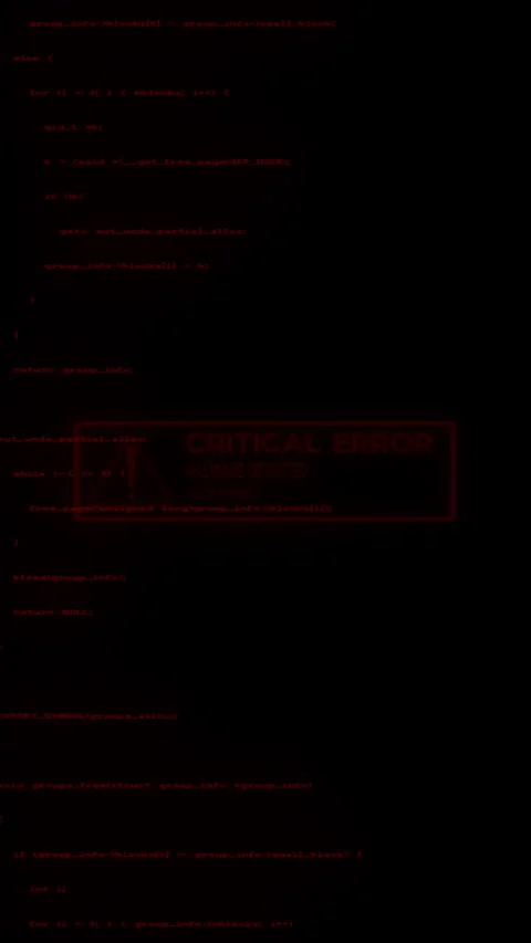 Vertical Red critical error message flashing on computer screen. Stock Footage 316157679