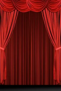 Vertical red draped stage Stock Photos